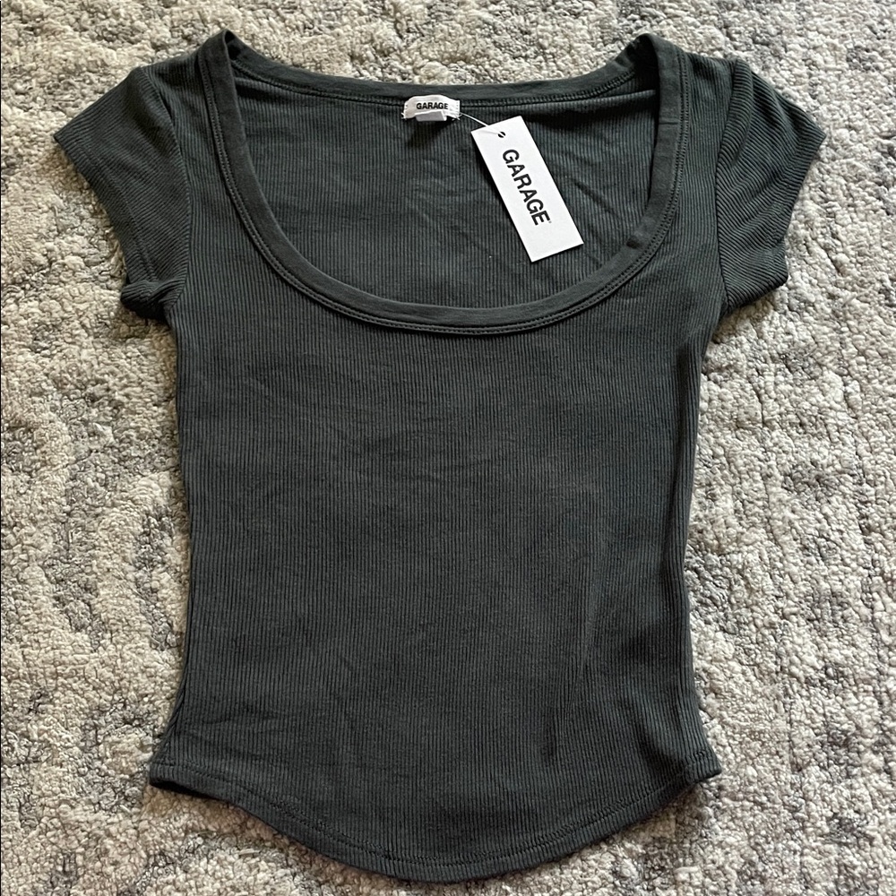 Garage Women's Dark Green Ribbed tee